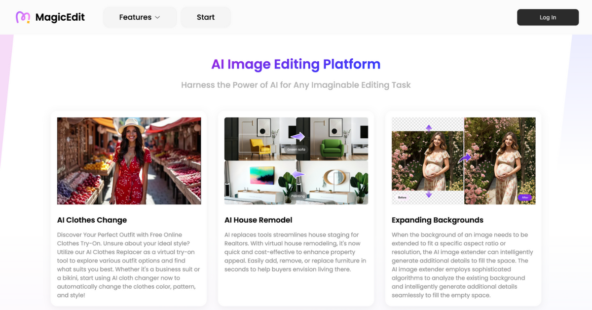 MagicEdit: The Best AI Photo Editing Tool for Background Removal, Object Erasing & Image Expansion